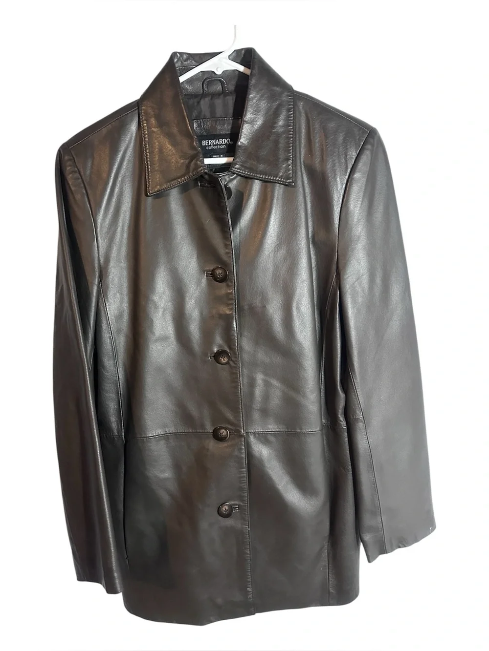 Bernardo Collection brown genuine leather coat women’s small